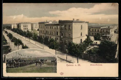 AK Hanau a. M., Ulanen-Kaserne, Reiter in Uniformen