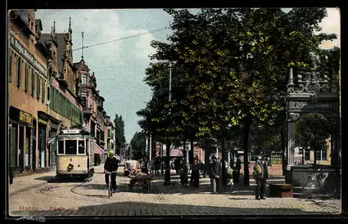 AK Hanau, Partie am Markt, Strassenbahn