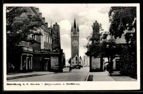 AK Straubing a. d. Donau, Stadtturm und Passauertor