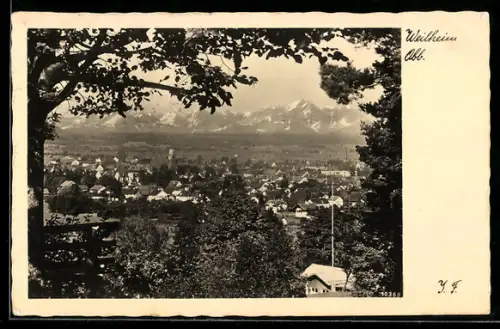 AK Weilheim /Obb., Ortsansicht mit Bergpanorama