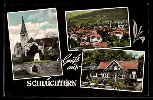 AK Schlüchtern, Kloster, Blick auf die Stadt, Acis-Brunnen
