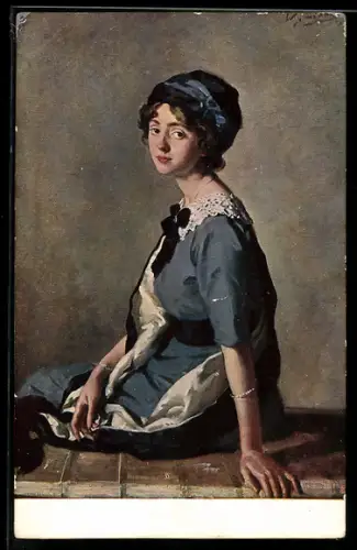 Künstler-AK sign. Wilfrid von Glehn: Il turbante nero