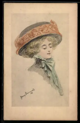 Künstler-AK sign. Jane Samuels: Hübsche Dame mit Hut