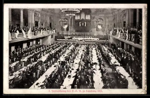 AK Hamburg, 9. Verbandstag des DHB 1905, Festsaal, Versammlung