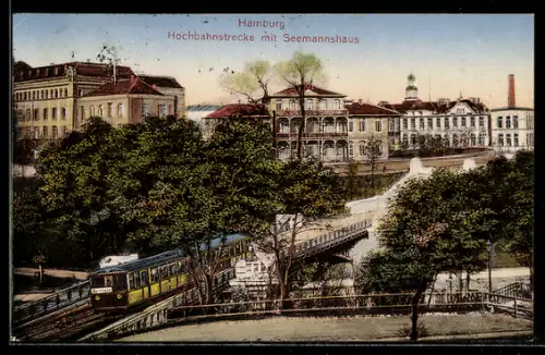 AK Hamburg, Hochbahnstrecke, Seemannshaus, Bahn