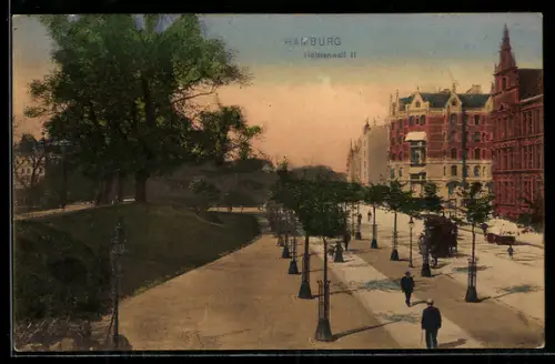 AK Hamburg-Neustadt, Holstenwall II, Strassenansicht mit Park und historischen Gebäuden