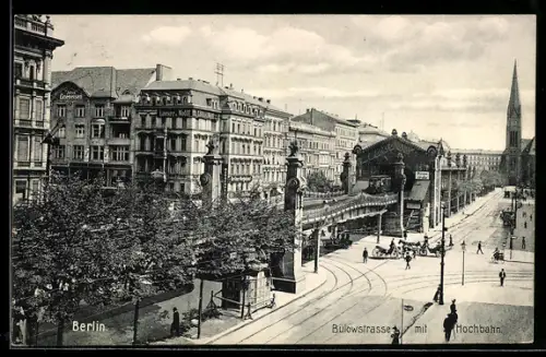 AK Berlin-Schöneberg, Bülowstrasse mit Hochbahn