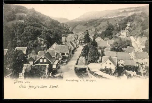 AK Unterburg a. d. Wupper, Ortsansicht aus der Vogelschau