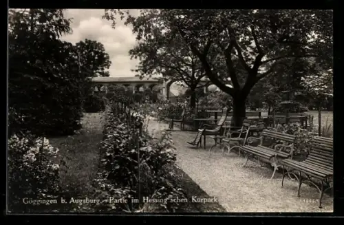 AK Göggingen b. Augsburg, Partie im Hessingschen Kurpark