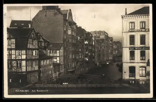 AK Hamburg-Neustadt, Am Baumwall, Fachwerkhäuser und Kanalbrücke