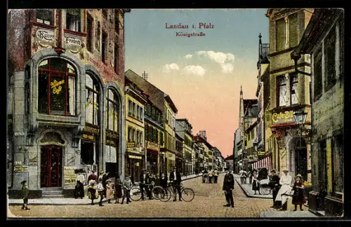 AK Landau i. Pfalz, Königstrasse, Café Kaiser Friedrich