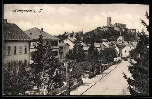 AK Königstein i. T., Teilansicht mit Burg