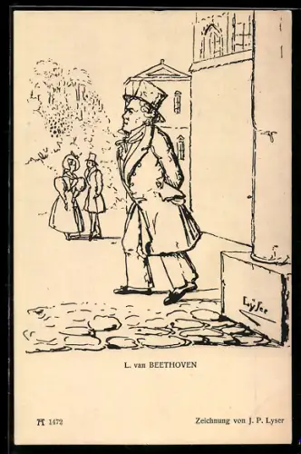 Künstler-AK L. van Beethoven beim Spaziergang