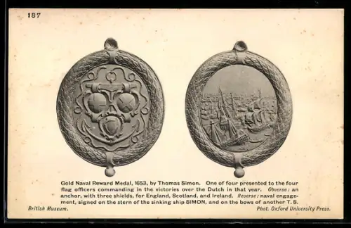 AK Gold Naval Reward Medal 1653 by Thomas Simon