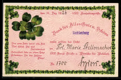 AK Kleeblätter, Bank für Alles Gute und Schöne