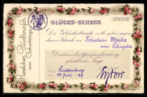 AK Glücks-Scheck, Rosenborte