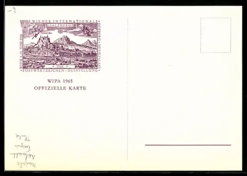AK Wien, Wiener Internationale Postwertzeichen-Ausstellung 1965, WIPA, Salzburg in 1760
