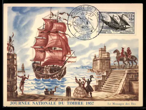 Künstler-AK Le Messager des Illes, Journee Nationale du Timbre 1957, Ausstellung