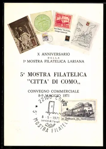 AK X Anniversario della 1a Mostra Filatelica Lariana, 5a Mostra Filatelica Citta Di Como 1971