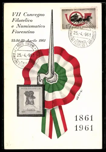 AK Firenze, VII Conegno Filatelico e Numismatico Fiorentino 1961