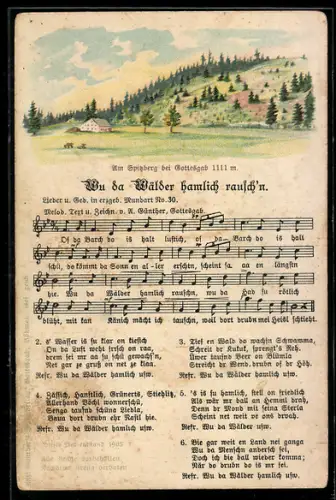 Lied-AK Anton Günther Nr. 30: Wu da Wälder hamlich rausch`n