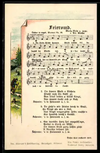 Lied-AK Anton Günther Nr. 36: Feieromd, Text und Noten