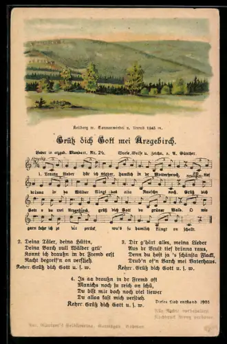 Lied-AK Anton Günther NR: 24, Grüss dich Gott mei Arzgebirch