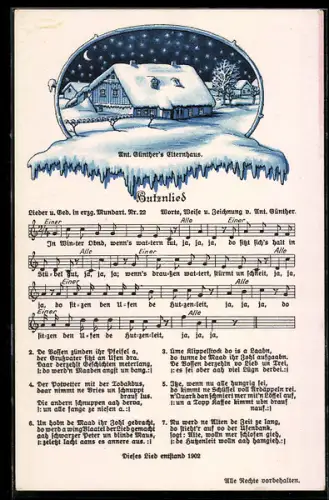 Lied-AK Anton Günther Nr. 22: Hutznlied