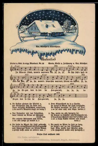 Lied-AK Anton Günther NR. 22: Butznlied, Elternhaus des Komponisten im Winter