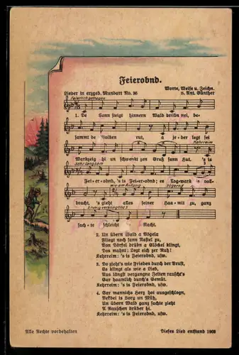 Lied-AK Anton Günther NR 36: Feierobnd, Holzsammler