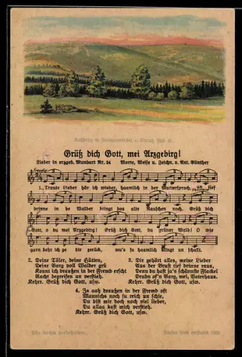 Lied-AK Anton Günther NR: 24 Grüss dich Gott, mei Arzgebirg