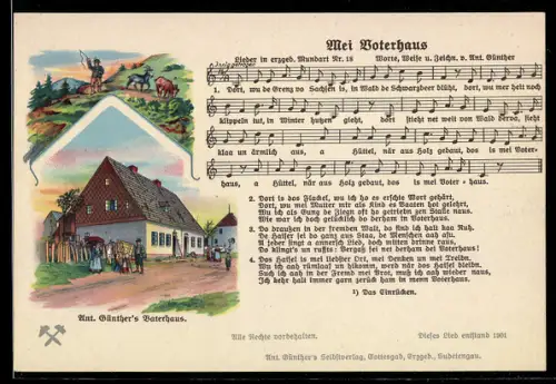 Lied-AK Anton Günther NR: 18, Mei Voterhaus, Anton Günther's Vaterhaus