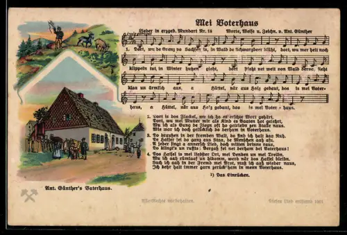 Lied-AK Anton Günther NR 18: Mei Vaterhaus, Anton Günther`s Vaterhaus