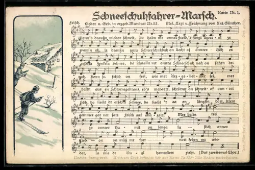 Lied-AK Anton Günther Nr. 53: Schneeschuhfahrer-Marsch