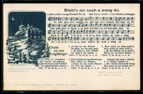 Lied-AK Anton Günther Nr. 19: Bleib`n mr noch a weng do