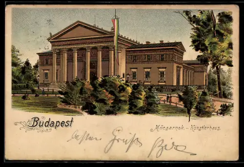 Lithographie Budapest, Künstlerhaus mit Anlagen