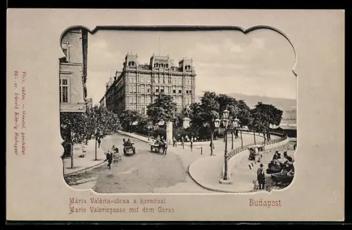 AK Budapest, Marie-Valerie-Gasse mit dem Corso