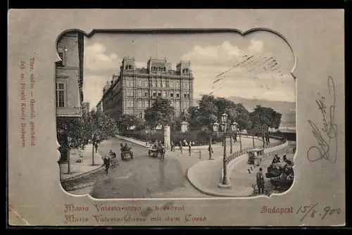 AK Budapest, Marie Valeria-Gasse mit dem Corso