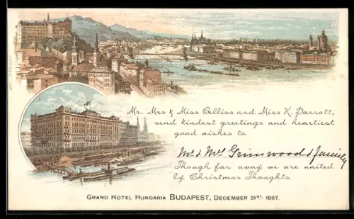 Lithographie Budapest, Grand Hotel Hungaria, Panorama