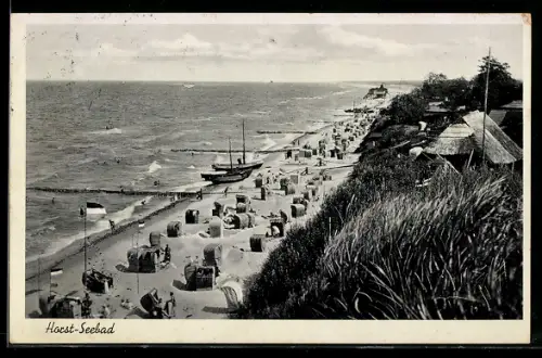 AK Horst, Strandpartie mit Körben und Besuchern