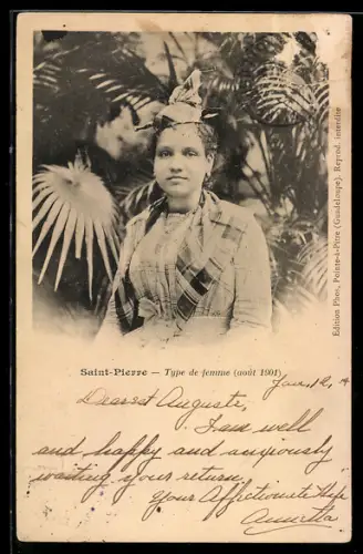 AK Guadeloupe, Type de femme en août 1901
