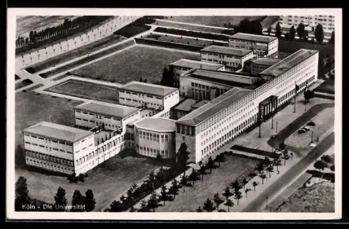 AK Köln-Lindenthal, Universität vom Flugzeug aus gesehen