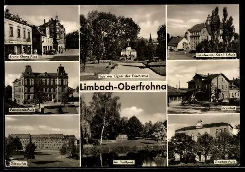AK Limbach-Oberfrohna, Bruno-Granz-Platz, Platz der Opfer des Faschismus, Bahnhof, Stadtpark, Pestalozzischule