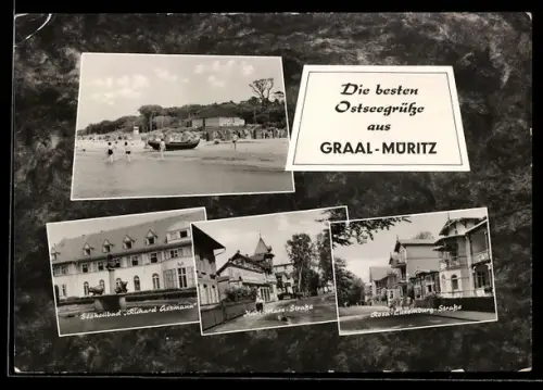 AK Graal-Müritz, Strand, Seeheilbad Richard Assmann, Karl-Marx-Strasse, Rosa-Luxemburg-Strasse