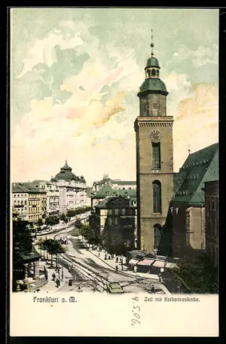 AK Frankfurt a. M., Zeil mit Katharinenkirche