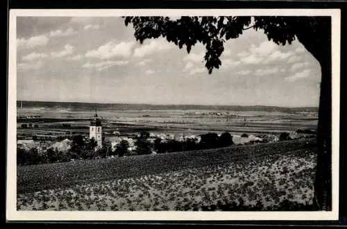 AK Wiehe /Unstrut, Ortsansicht mit Kirche von der Feldflur aus