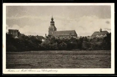 AK Malchin, Blick zum Ort vom Philosophenweg
