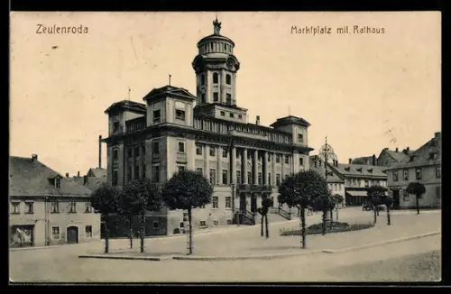 AK Zeulenroda, Marktplatz mit Rathaus