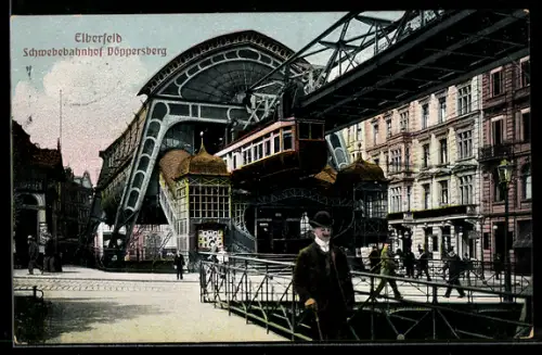 AK Elberfeld, Partie an der Schwebebahn Döppersberg