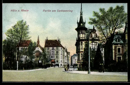 AK Köln-Neustadt, Strassenpartie am Sachsenring